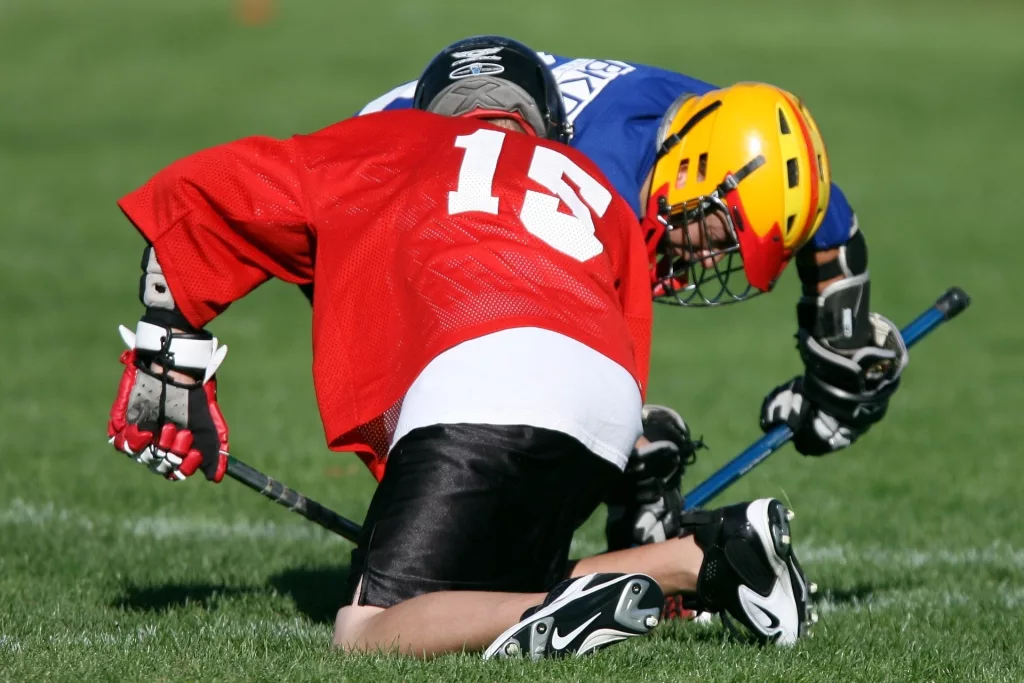lacrosse player in a game